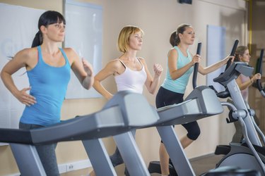 Women Training On The Treadmill