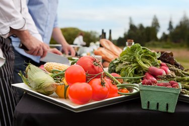 Fresh food being prepared outdoors