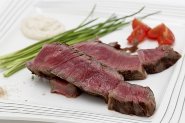 Wagyu steak dinner closeup