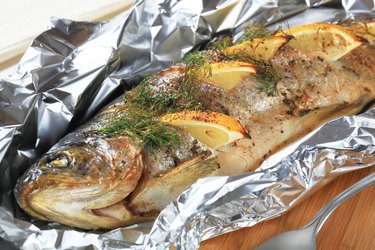 Baked trout with lemon and dill