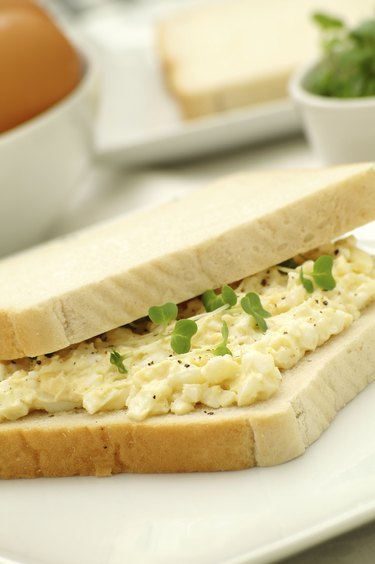 freshly prepared egg mayonaise sandwich