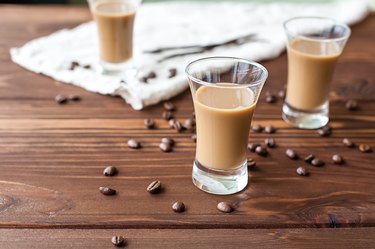 Coffee liqueur with coffee beans