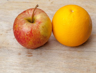 Fresh orange and apple