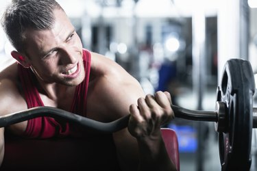 Dumbbell training in gym