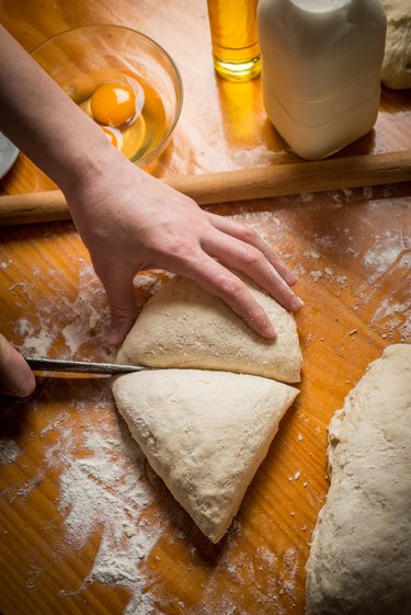 Baking cake in rural kitchen