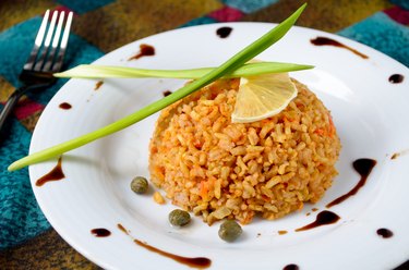 brown rice with capers, lemon, chive and balsamic vinegar