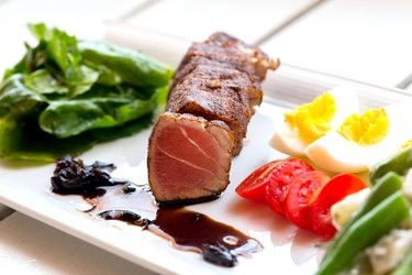 Grilled tuna on a plate