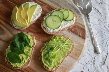 Green sourdough open face sandwiches