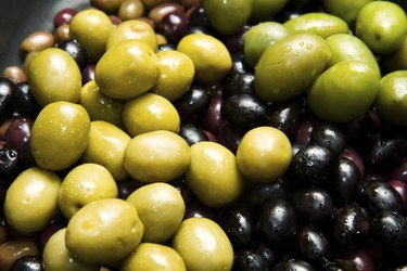 green and black olives