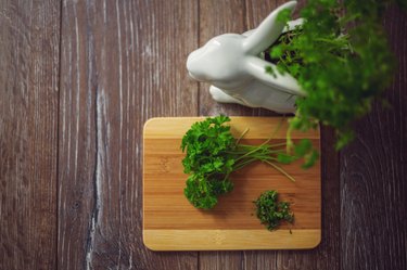 fresh parsley on the cutting board