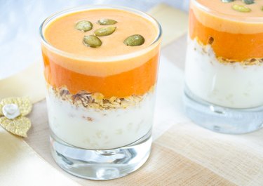 granola with yogurt, pumpkin hard sauce and seed