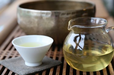 Meditation with Tea and singing bowl