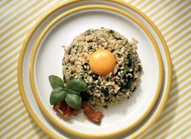 Gluten- and Dairy-Free Brown Rice with Egg on a White Plate