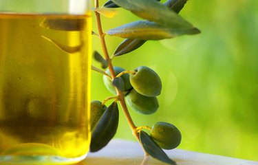 Oliveoil and olives.