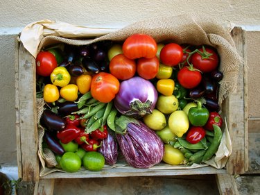 A variety of fresh vegetables in a box