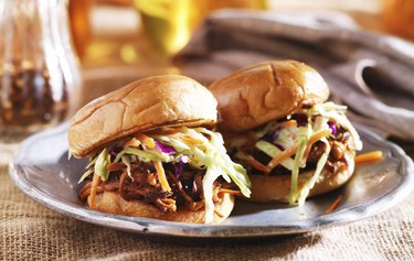 pulled pork sandwiches with bbq sauce and slaw