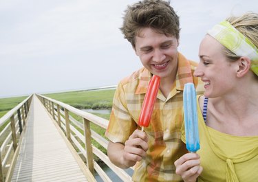 Couple enjoying frozen treats