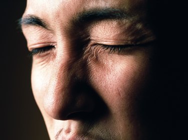 Young adult man with closed eyes, Close Up, Portraint