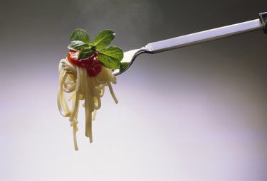 Spaghetti with Tomato Sauce on Fork