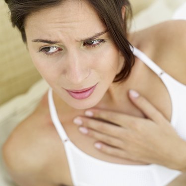 close-up of a woman with a sore throat