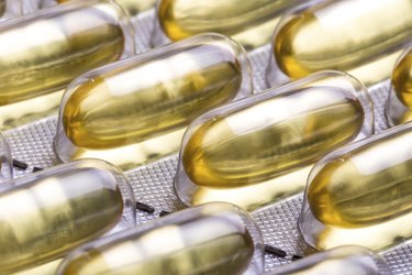 omega 3 capsules close up