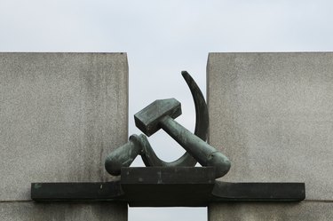 Hammer and Sickle. Soviet War Memorial in Terezin.