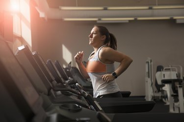 Female running on treadmill