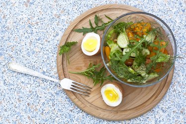 Salad with fresh vegetables and herbs