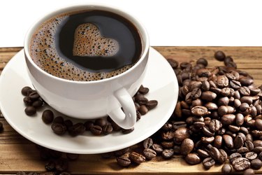 Coffee cup on a wooden table.