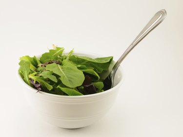 Salad Greens in Bowl with Fork