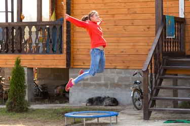 Happy girl jumping