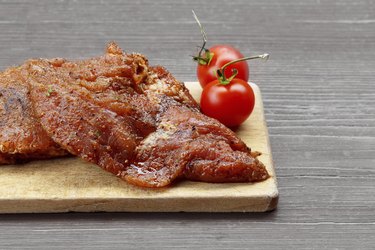 raw steak with tomato