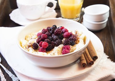 Rice Pudding with Berries Fruits