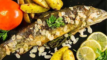 Fried trout with almonds