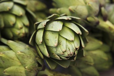 Close up of artichokes from farmers market