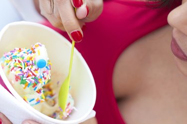 Woman Having Frozen Yogurt