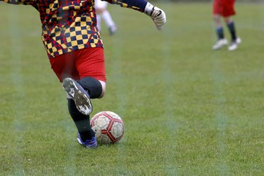 Children playing soccer