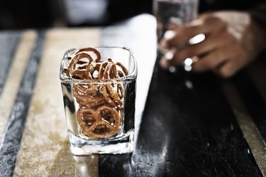 Glass of Pretzels on Bar