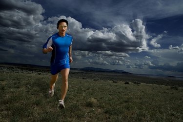 Man running on plain