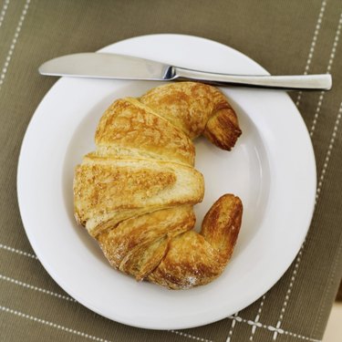 Elevated view of a croissant on a plate