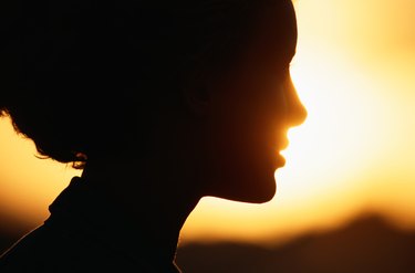 Silhouette of woman, close-up