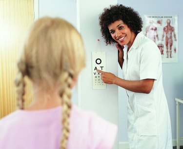 Doctor Showing Girl Sight Test Chart