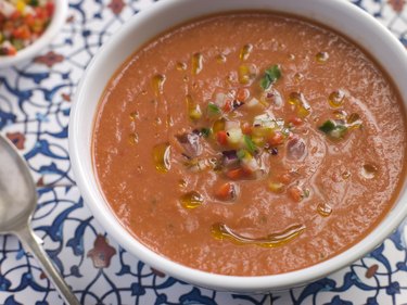 Bowl of Chilled Gazpacho Soup