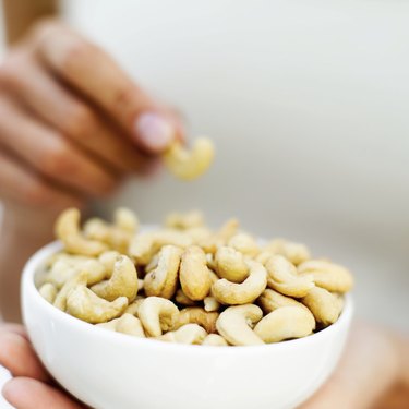 Close-up of a bowl of cashew nuts