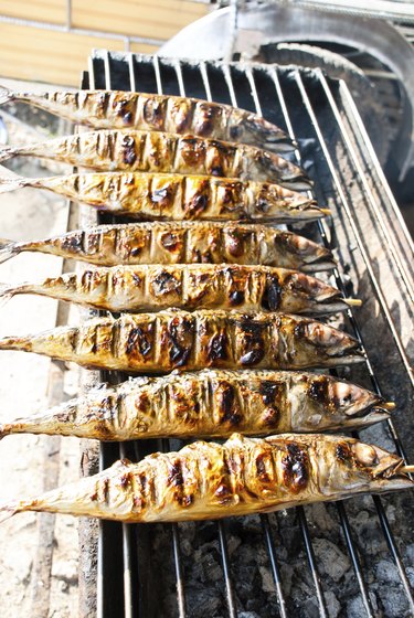 grilled mackerels on the grill