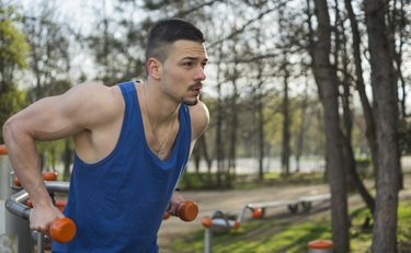 Young man working out