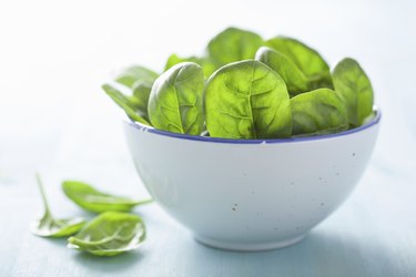 baby spinach leaves in bowl