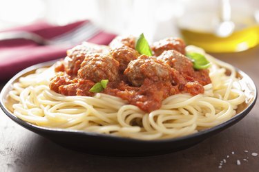 spaghetti with meatballs in tomato sauce