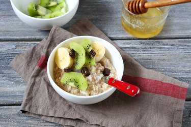 Oatmeal with fruit in a bowl