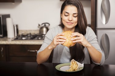 Eating a delicious burger